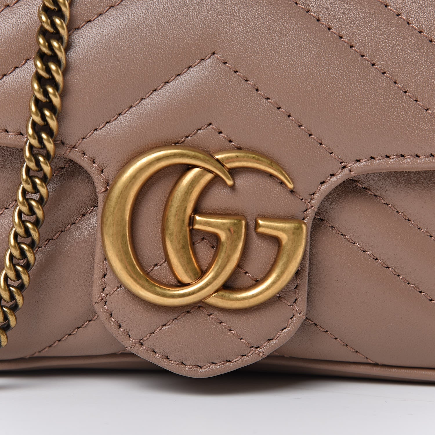 Gucci Calfskin Matelasse Super Mini GG Marmont Shoulder Bag Porcelain Rose 10 of 11