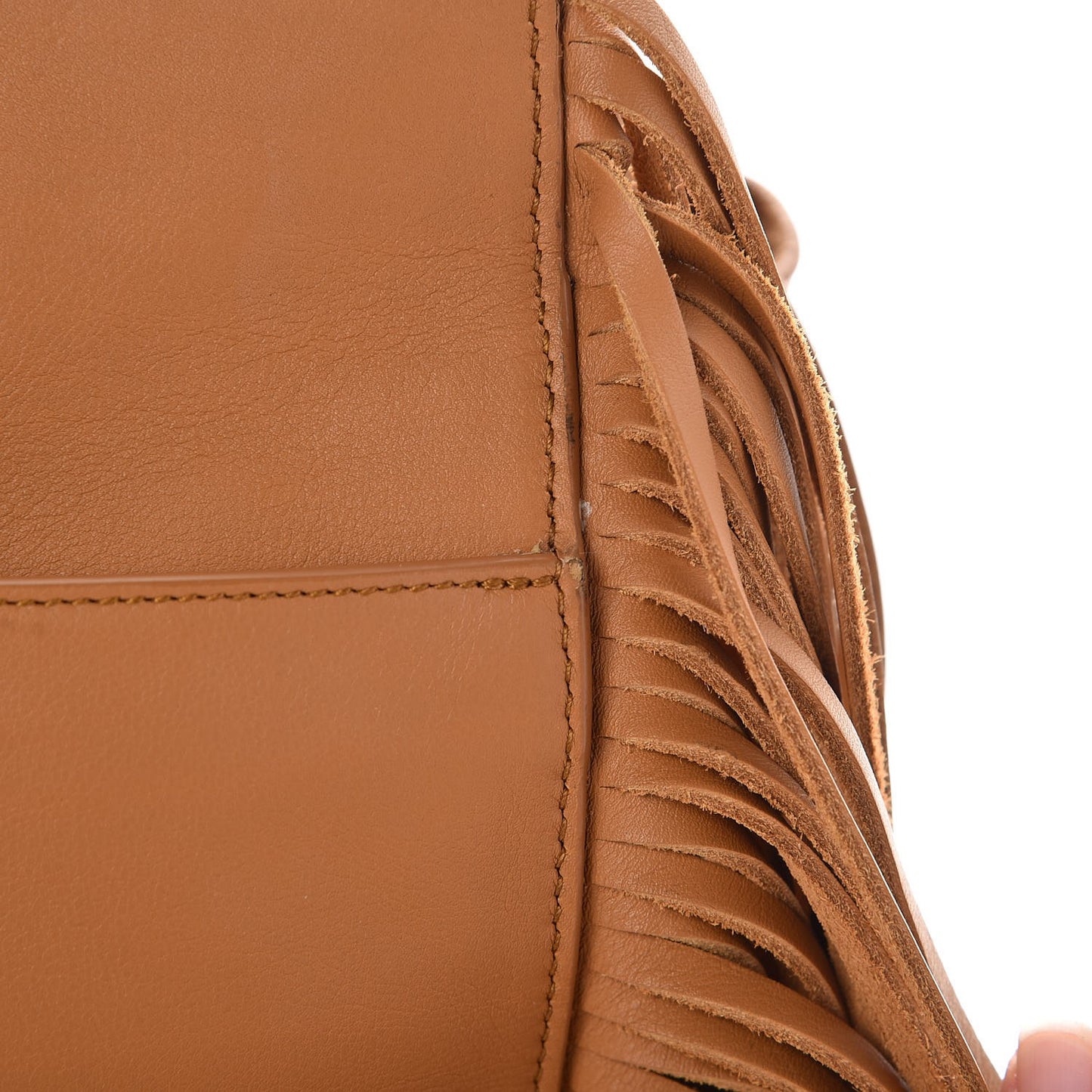 Calfskin Small Rive Gauche Fringe Tote Tan