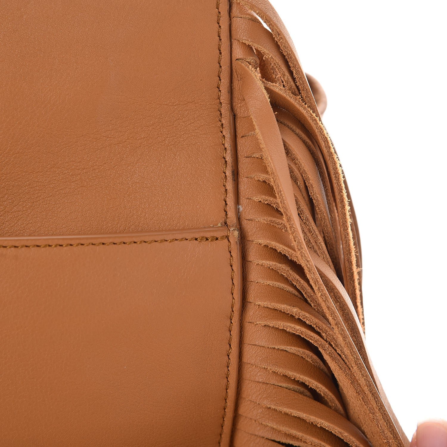 Saint Laurent Calfskin Small Rive Gauche Fringe Tote Tan 9 of 15