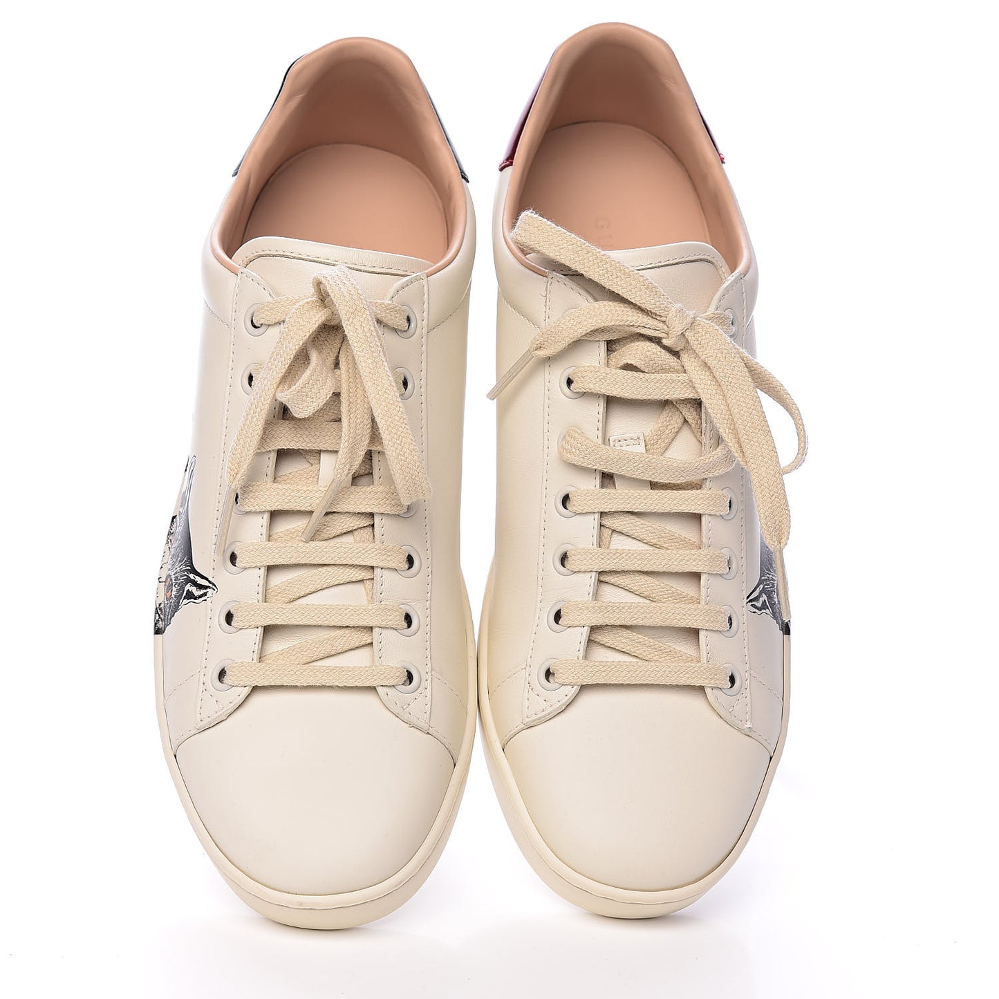 Calfskin Mystic Cat Print Womens Ace Sneakers 40 White