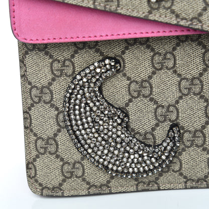 Gucci GG Supreme Monogram Suede Pierced Heart Embroidered Medium Dionysus Shoulder Bag Beige Ebony Pink Tropical Flower 14 of 20