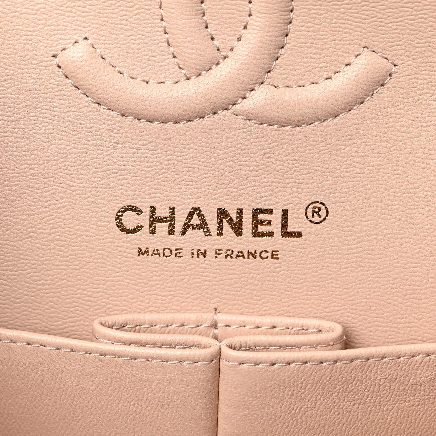 Caviar Chevron Quilted Small Double Flap Beige