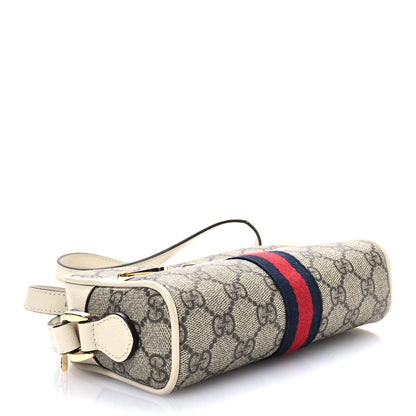 Gucci GG Supreme Monogram Textured Calfskin Web Mini Ophidia Shoulder Bag Beige Ebony Mystic White 4 of 13