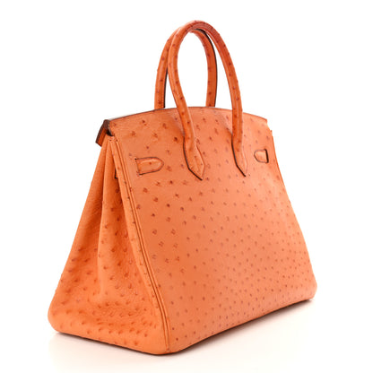 Hermes Ostrich Birkin 35 Orange 3 of 16