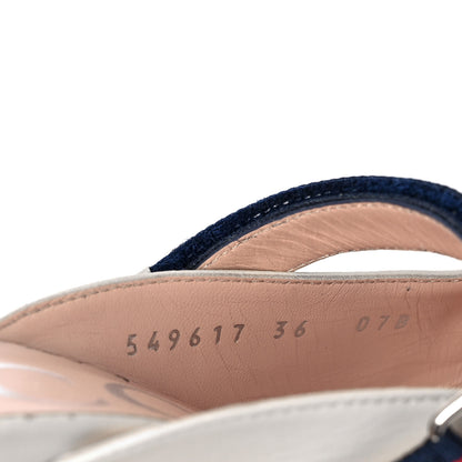 Gucci Malaga Kid Sylvie Web Cross Strap Mid-Heel Slides 36 Vintage White 8 of 8