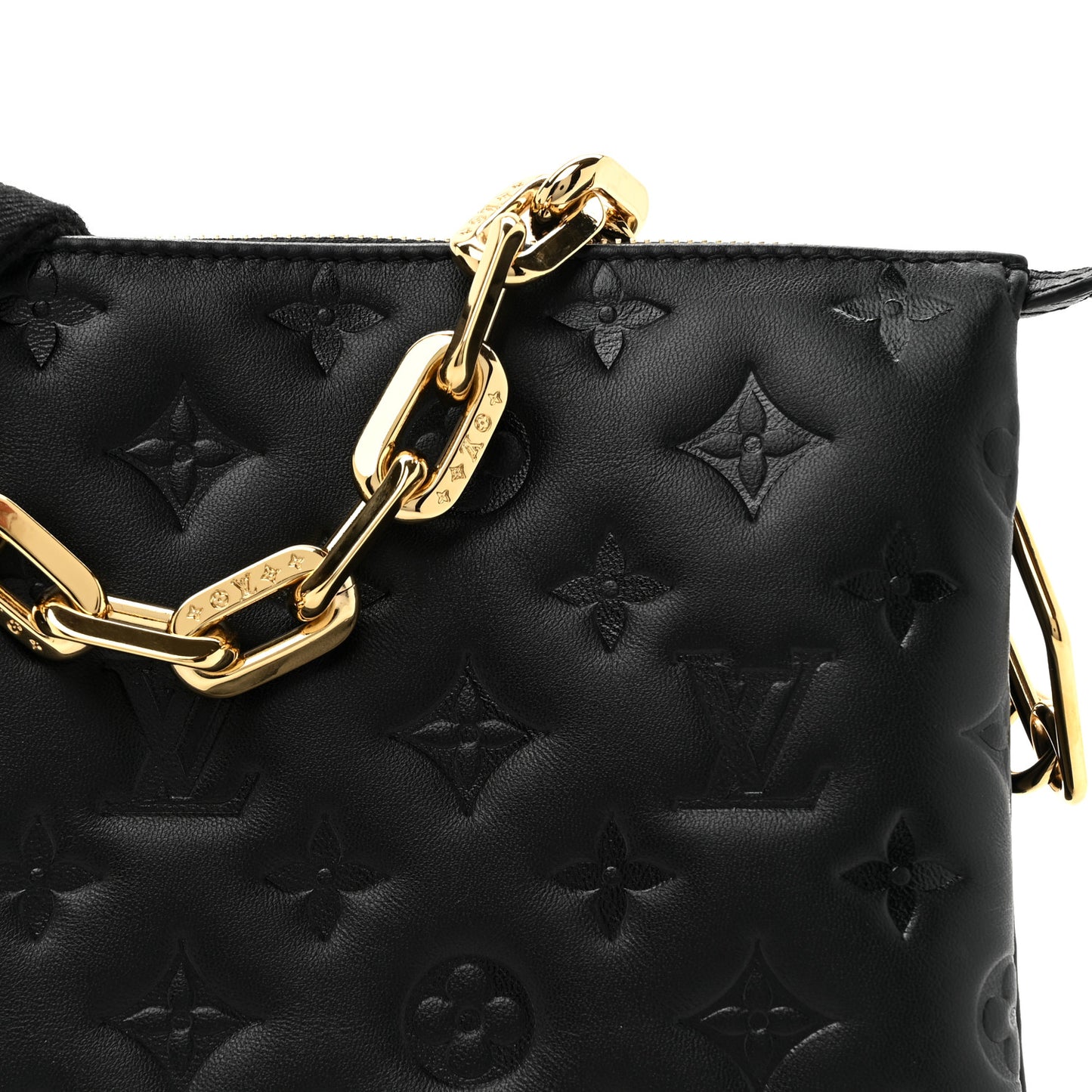 Lambskin Embossed Monogram Coussin PM Black