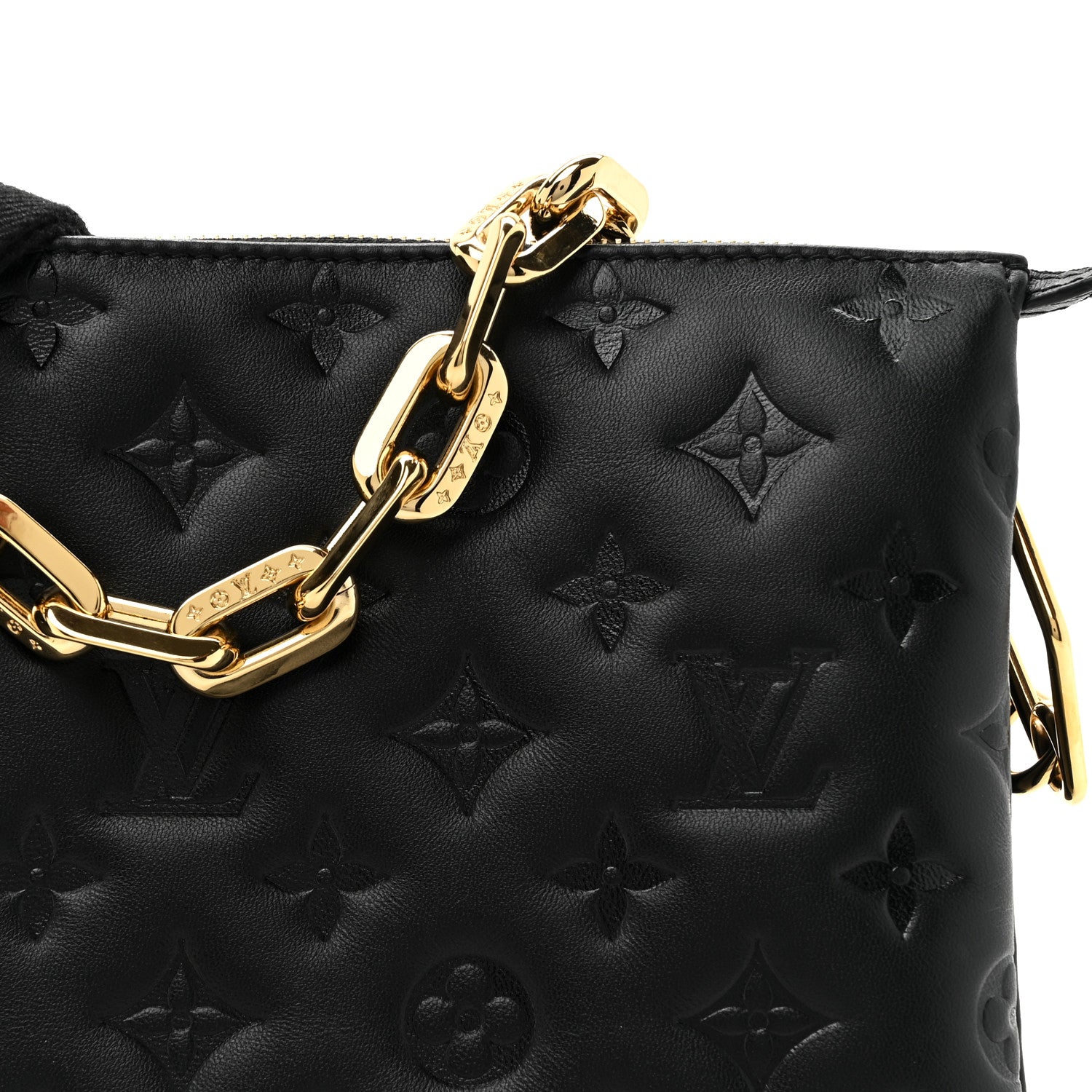 Louis Vuitton Lambskin Embossed Monogram Coussin PM Black 9 of 11