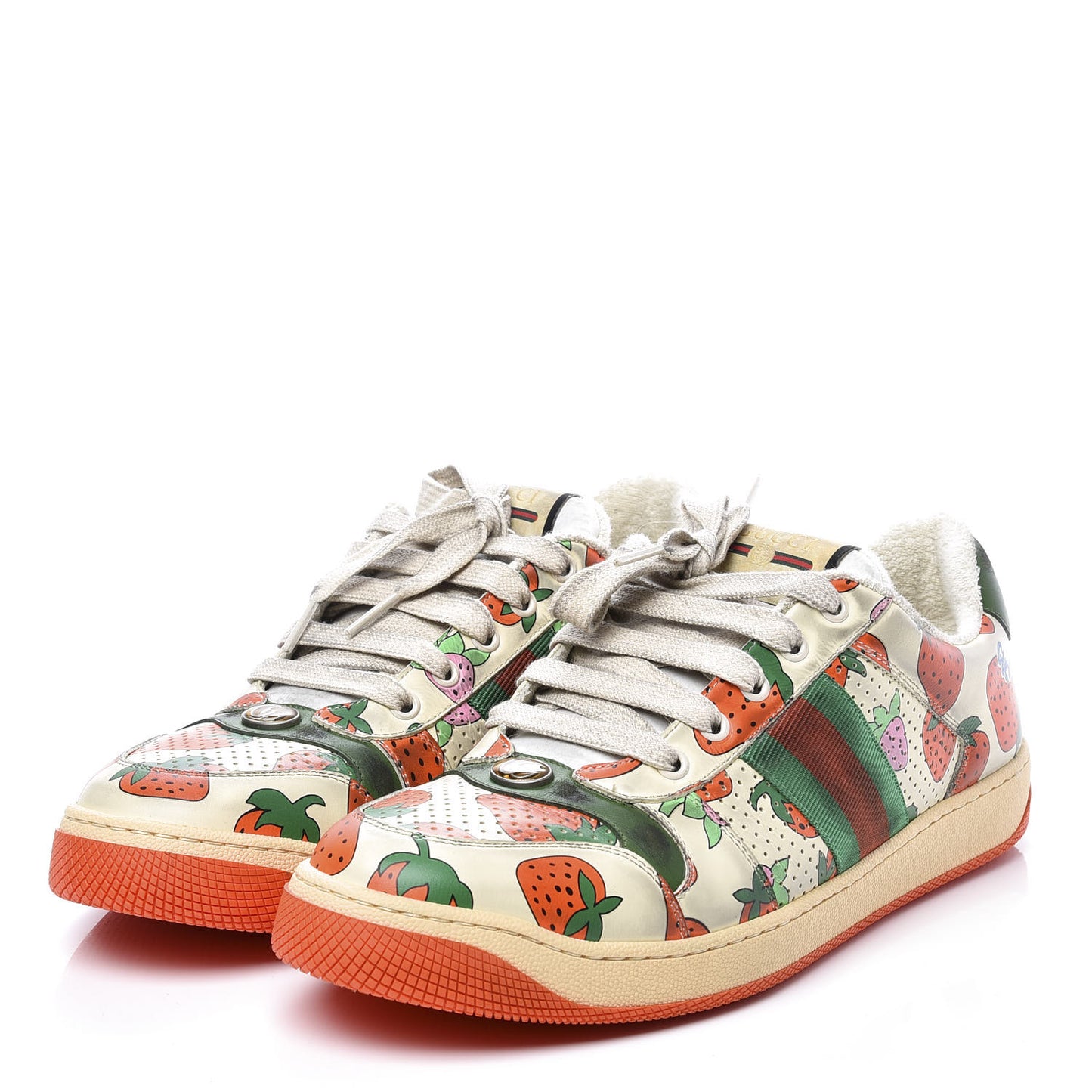 Nubuck Web Strawberry Print Womens Screener Sneakers 42 Dusty Milk White Vintage Green