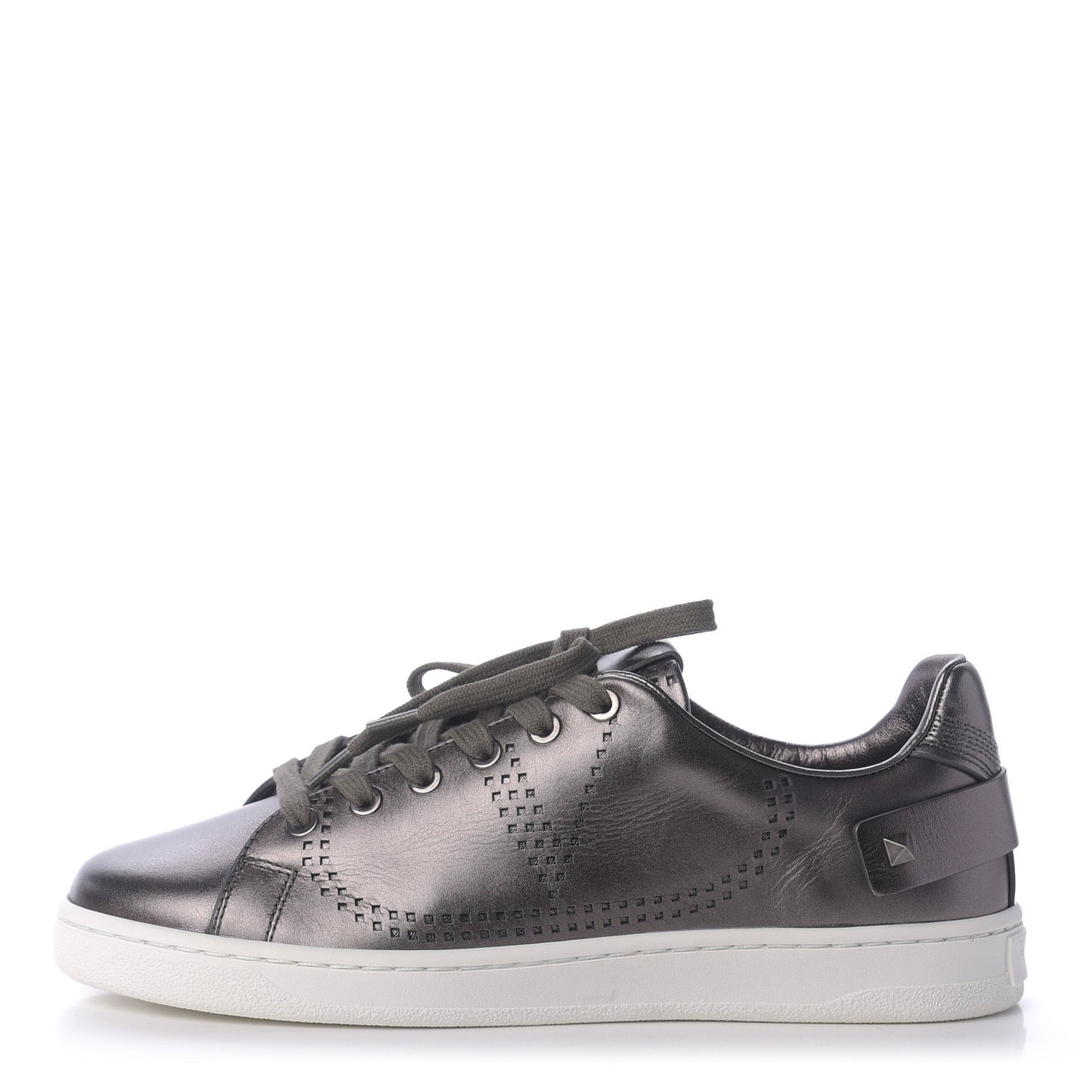 Metallic Calfskin Womens Backnet Sneakers 37.5 Silver