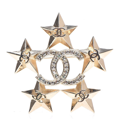 Chanel Baguette Crystal CC Star Brooch Gold 1 of 5