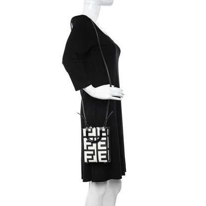 Fendi X MARC JACOBS Vitello King Plexiglass Logo Print Mini Fendi Sunshine Shopper Tote Black White 2 of 10
