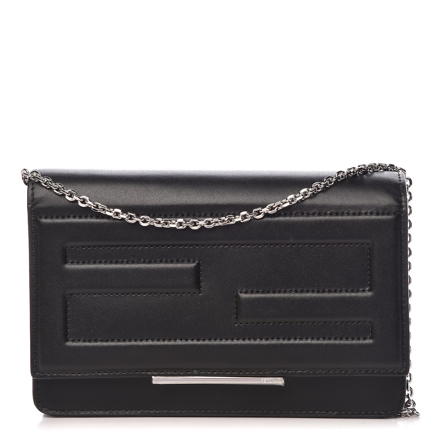 Fendi Vitello Flamingo Tube Wallet on Chain Black 1 of 11
