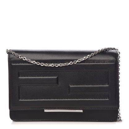 Fendi Vitello Flamingo Tube Wallet on Chain Black 1 of 11