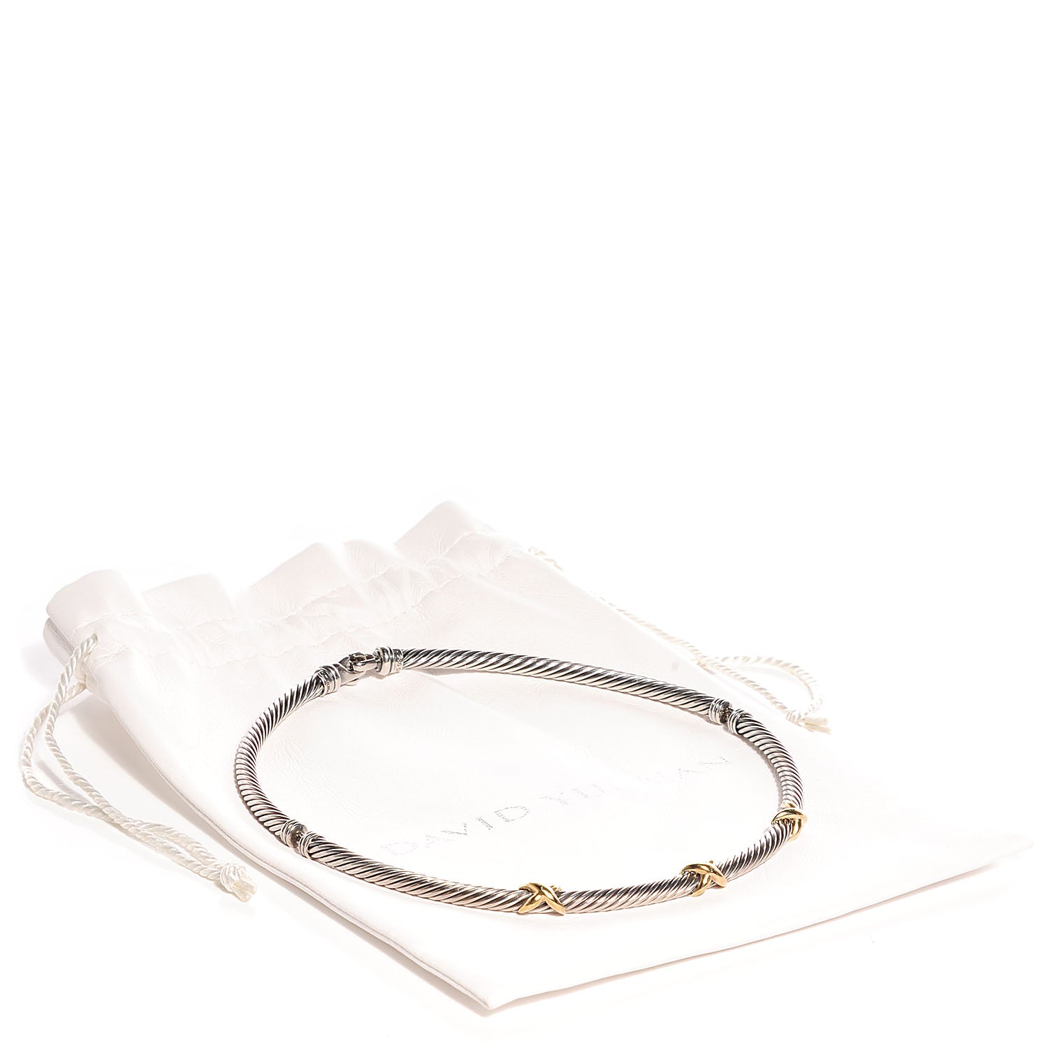 David Yurman Sterling Silver 14K Yellow Gold 5mm X Cable Necklace 4 of 8