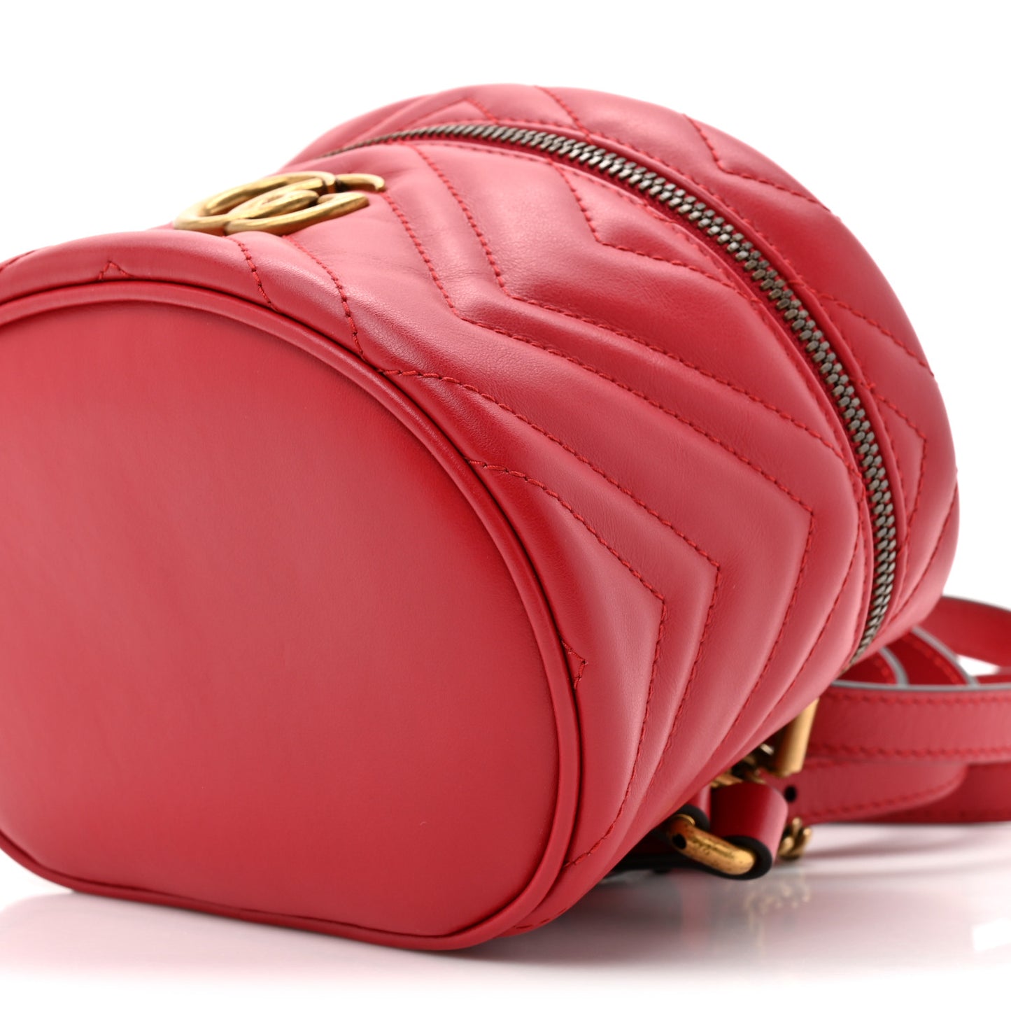 Calfskin Matelasse Mini GG Marmont Round Backpack Hibiscus Red