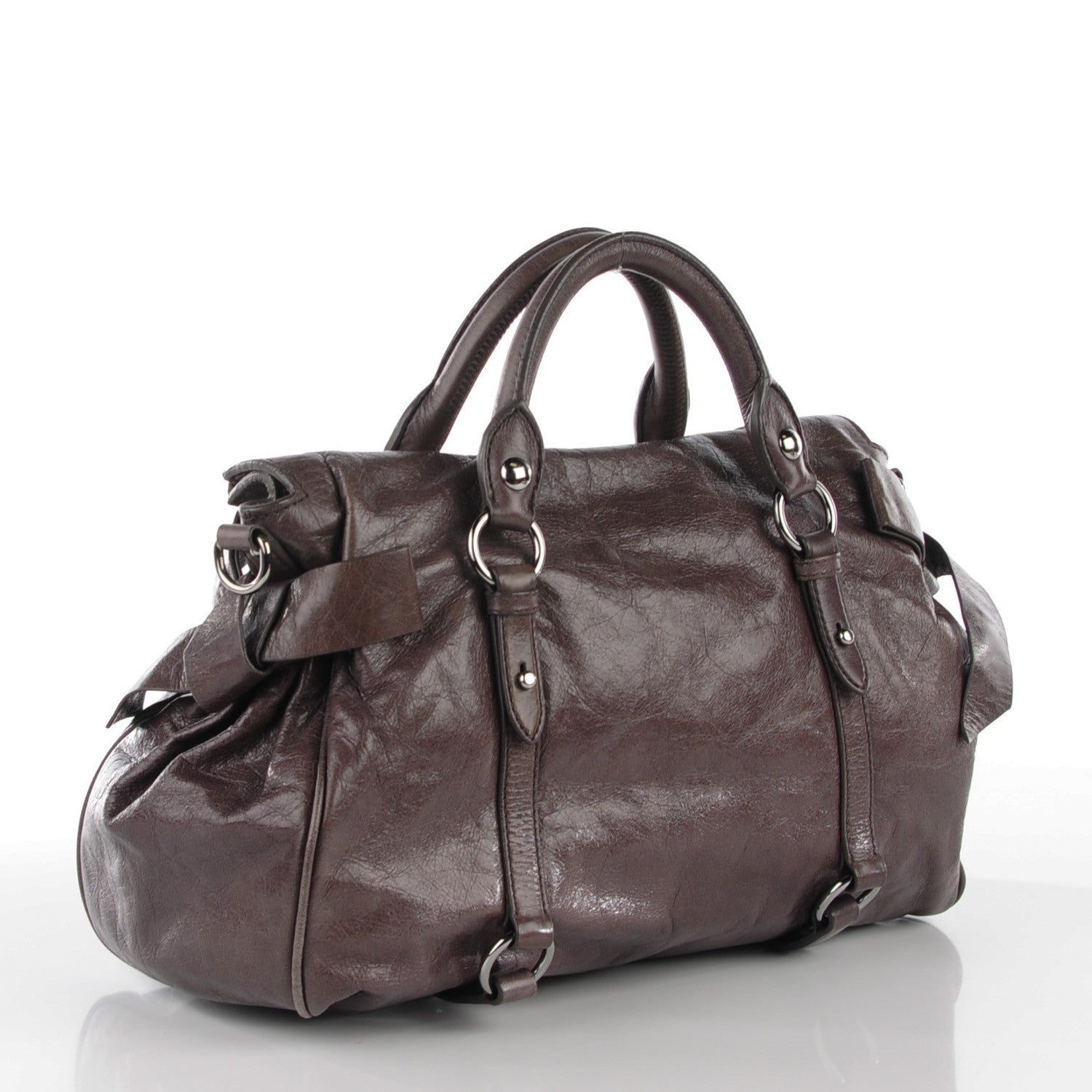 Miu Miu Vitello Lux Medium Bow Bag Fumo 4 of 14