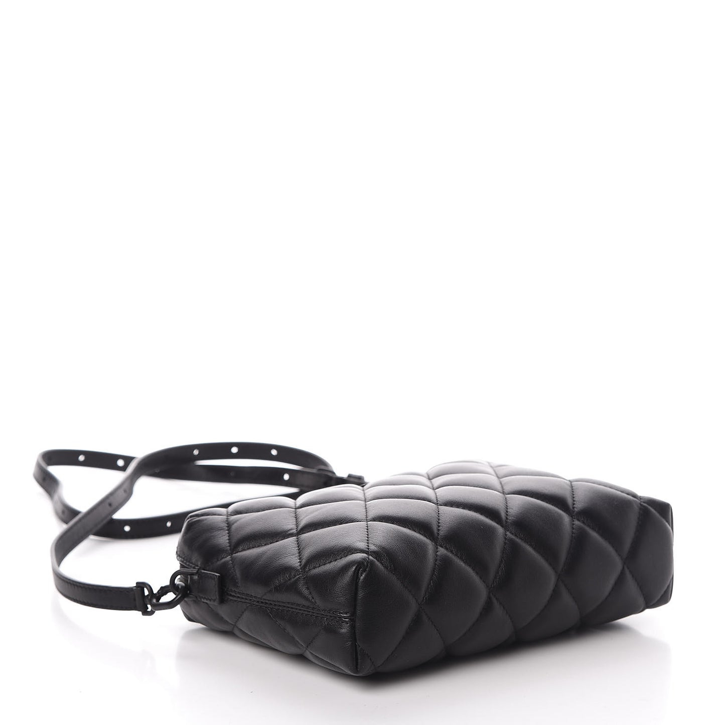 Nappa Calfskin Quilted Touch B Camera Shoulder Bag Black