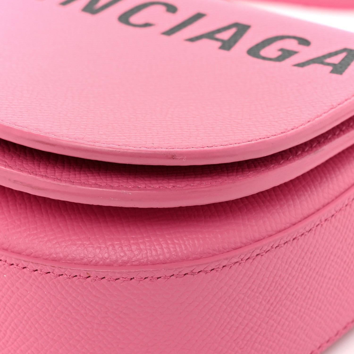 Balenciaga Signature Grained Calfskin Logo Print Ville Day Bag XS Rose Bubblegum Black 14 of 14