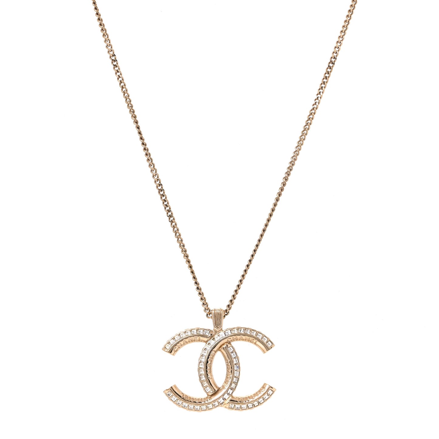 Crystal CC Pendant Necklace Gold