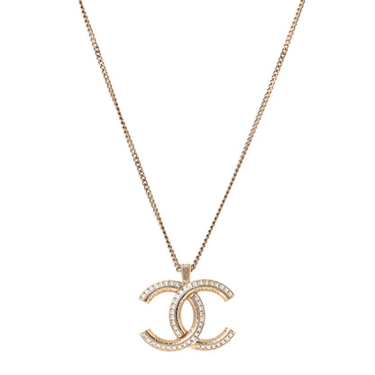 Chanel Crystal CC Pendant Necklace Gold 1 of 4