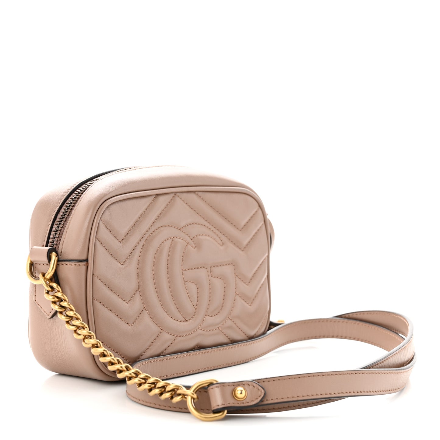 Calfskin Matelasse Mini GG Marmont Chain Shoulder Bag Porcelain Rose