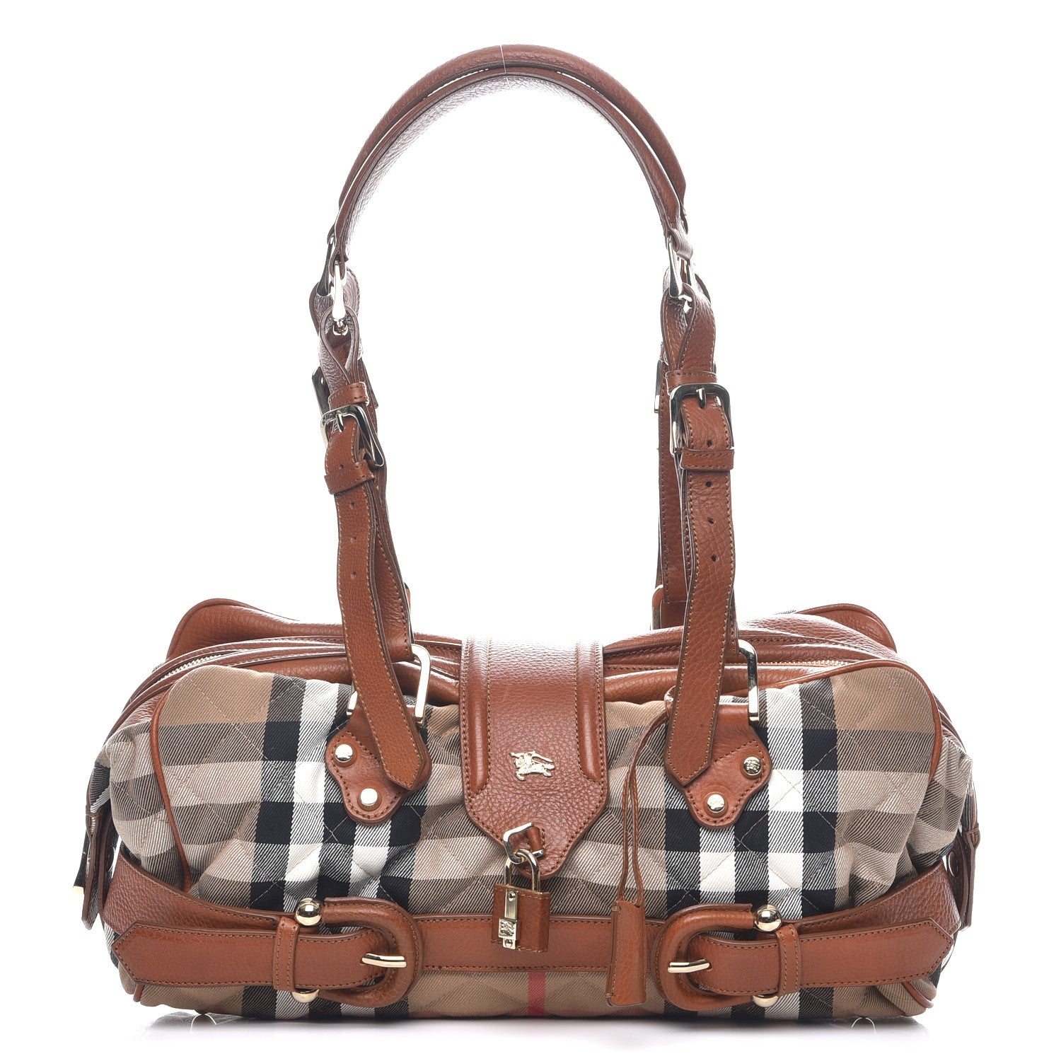 Burberry House Check Quilted Satchel Brown 1 of 9