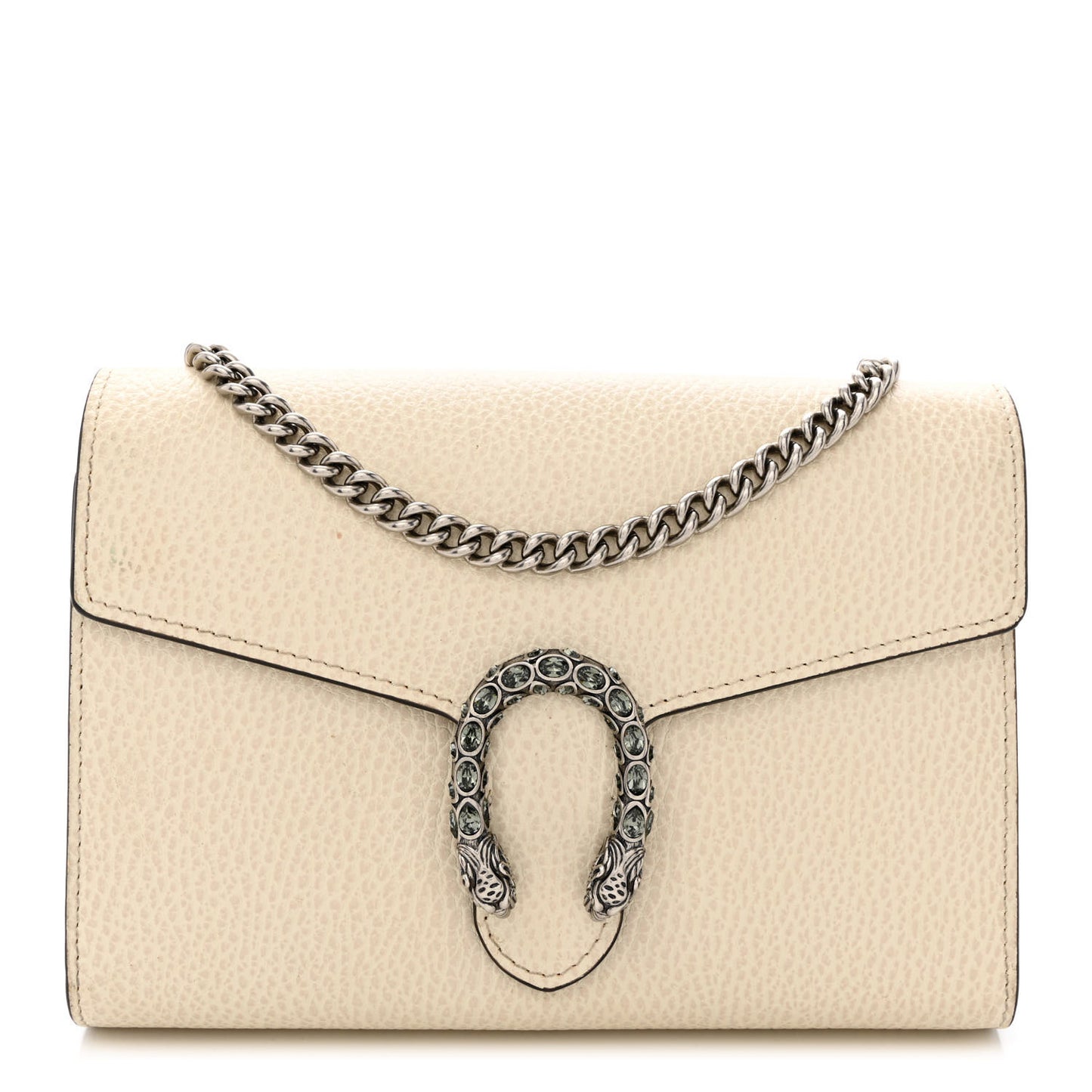 Dollar Calfskin Mini Dionysus Chain Wallet Mystic White