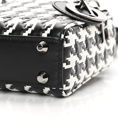 Christian Dior Calfskin Macro Houndstooth Embossed Micro Lady Dior Black White 9 of 9