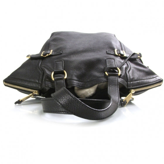 Leather Large Downtown Tote Black