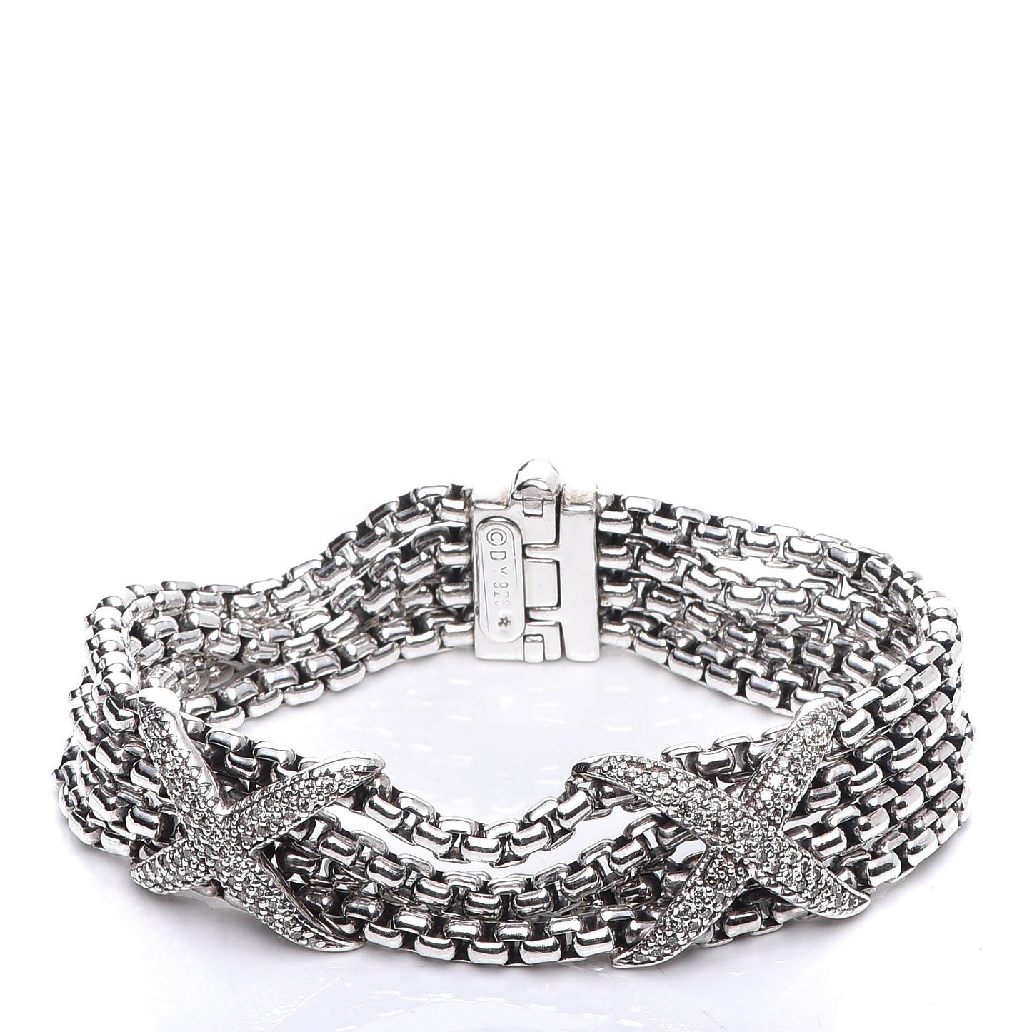 Sterling Silver Diamond Double X Four Strand Bracelet