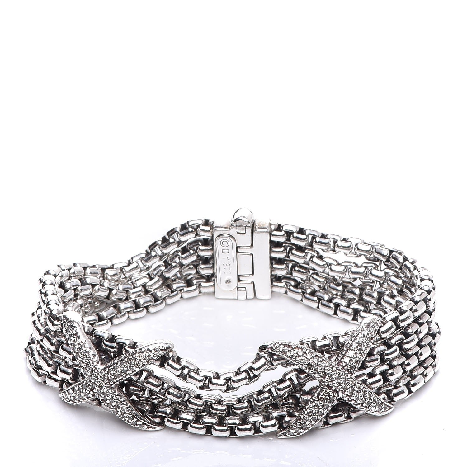 David Yurman Sterling Silver Diamond Double X Four Strand Bracelet 5 of 5