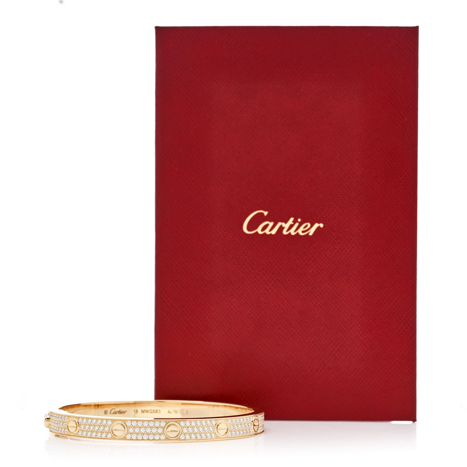 Cartier 18K Yellow Gold Diamond LOVE Paved Bracelet 18 8 of 8