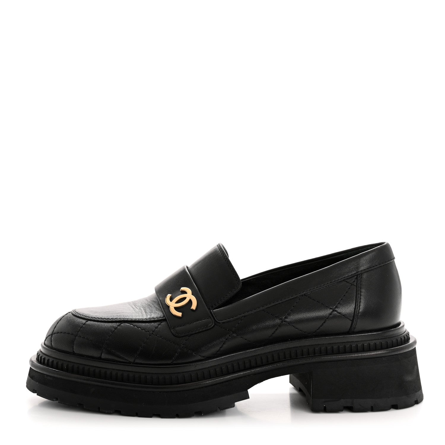 Chanel Calfskin Quilted CC Mocassin Loafers 38 Black 1 of 13