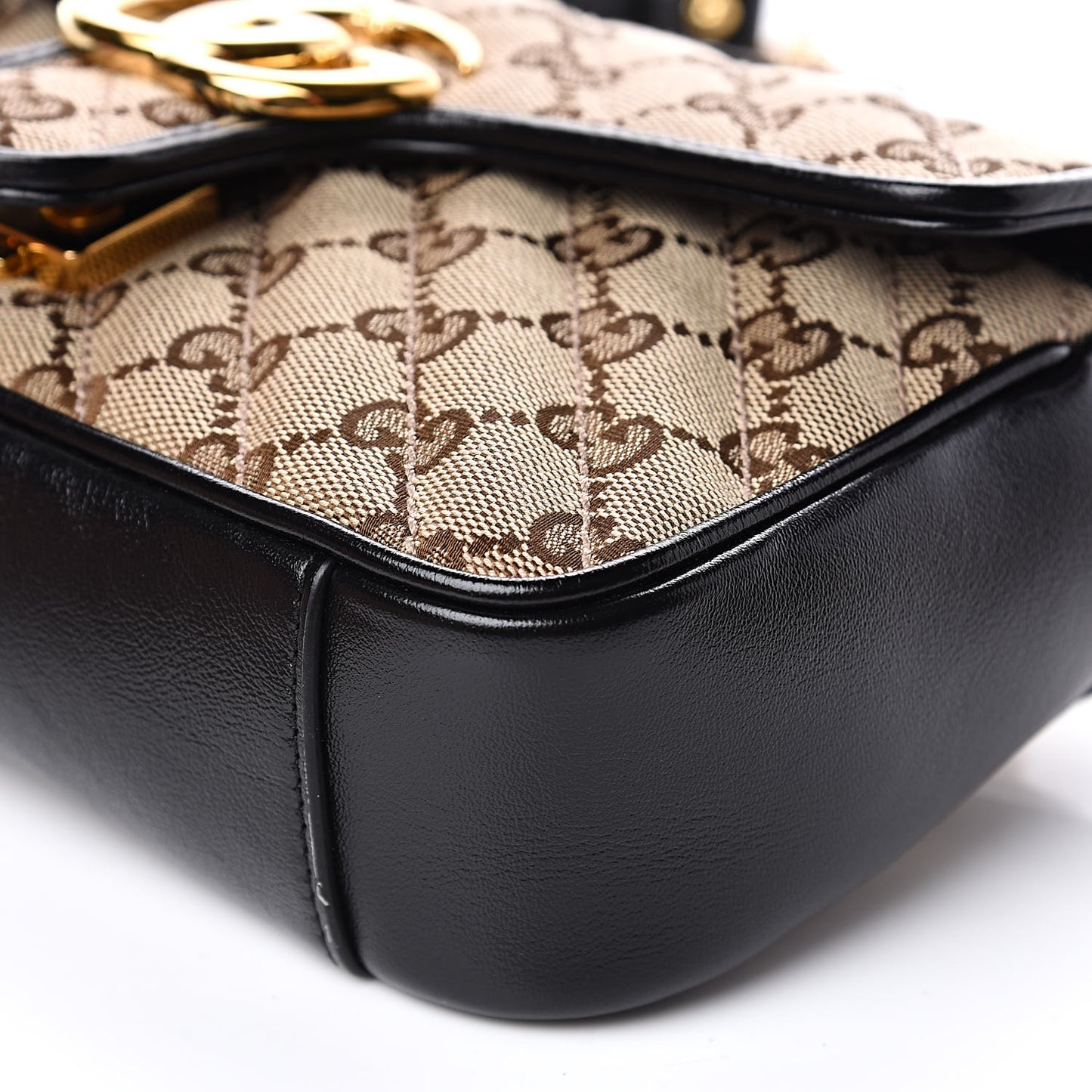 Monogram Matelasse Diagonal Mini GG Marmont Shoulder Bag Beige Black