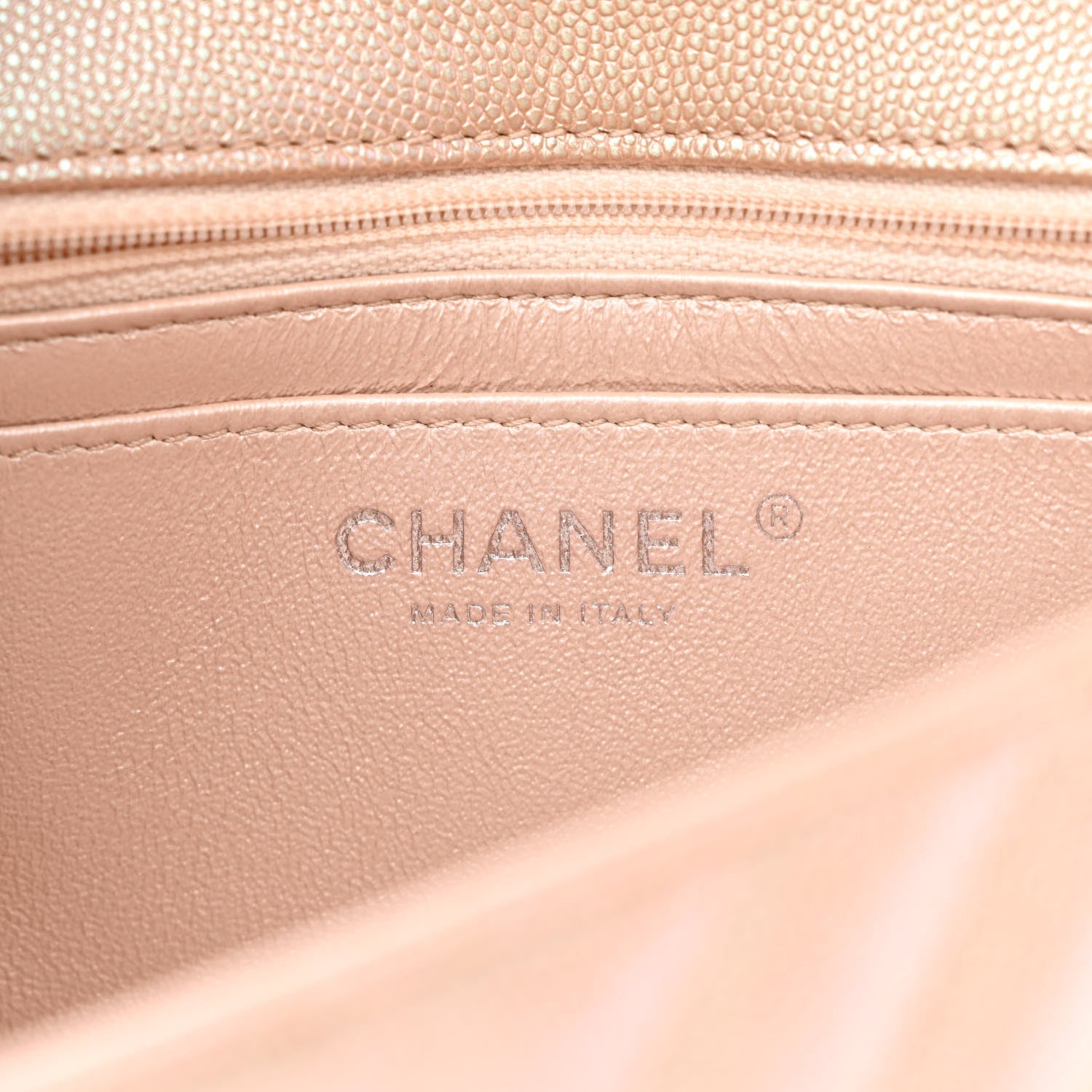 Chanel Iridescent Caviar Chevron Quilted Mini Rectangular Flap Light Gold 6 of 11