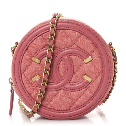 Chanel Caviar Quilted Round Filigree Crossbody Pink 1 of 10