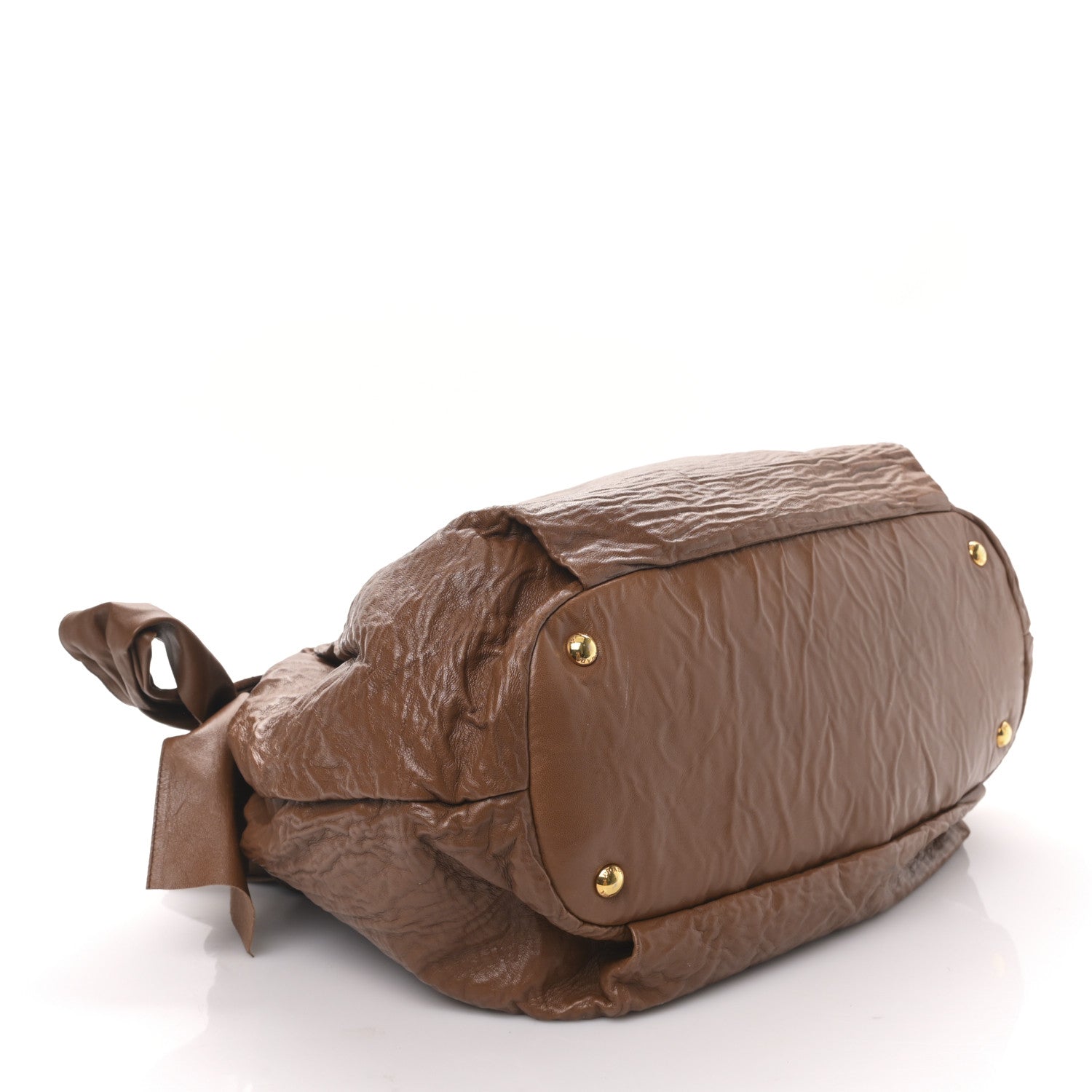 Prada Nappa Antique Bow Tote Brown 4 of 8