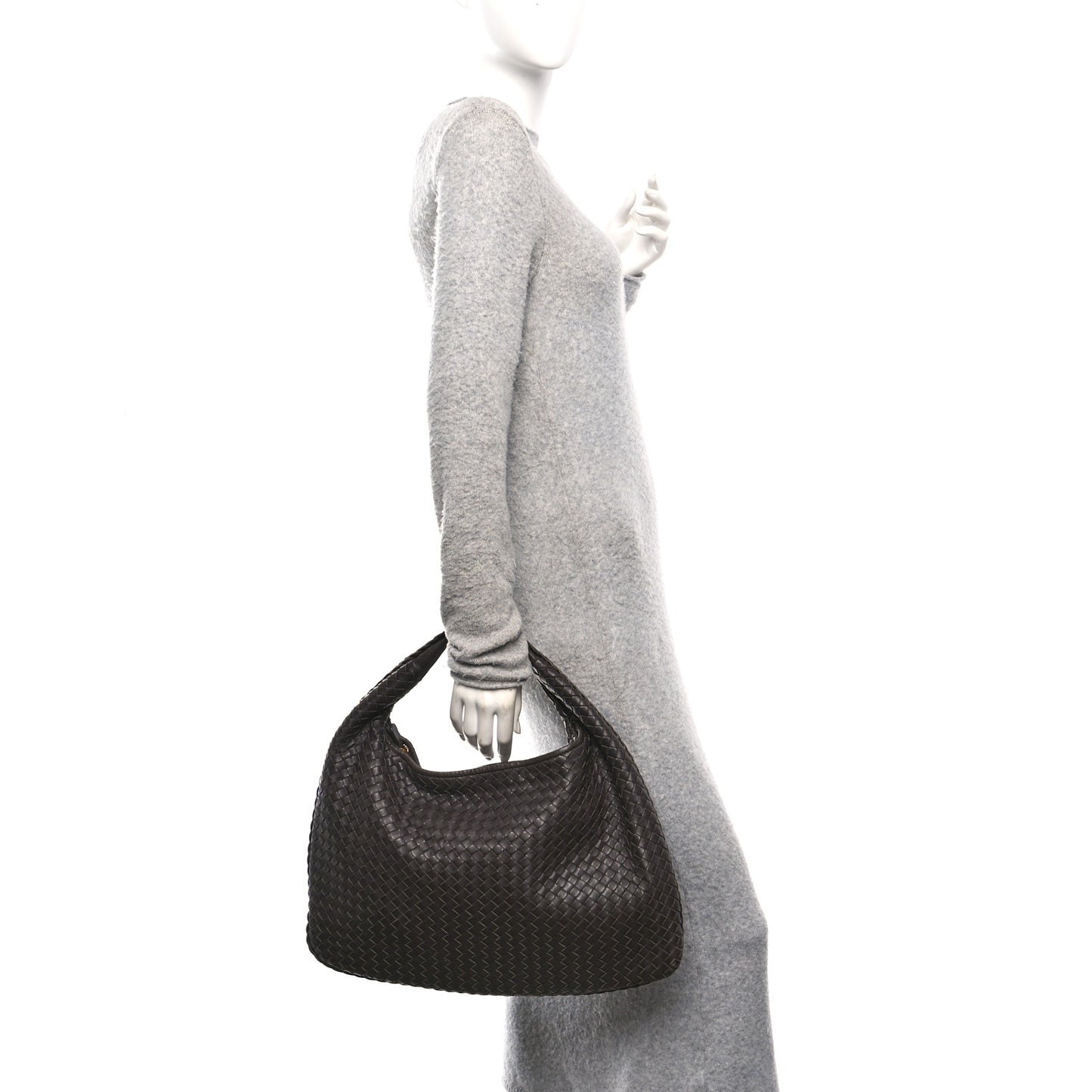 Nappa Intrecciato Medium Veneta Hobo Ebano