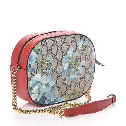 Gucci GG Supreme Monogram Blooms Mini Chain Shoulder Bag Beige Blue Navy Hibiscus Red 2 of 7