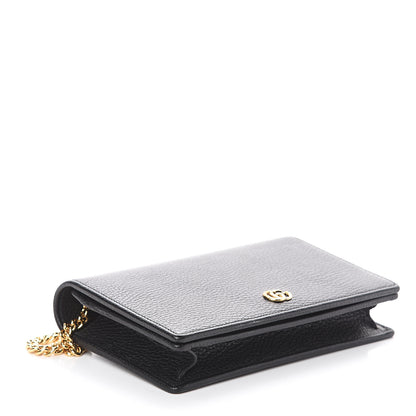 Gucci Calfskin Mini GG Marmont Chain Wallet Black 3 of 8