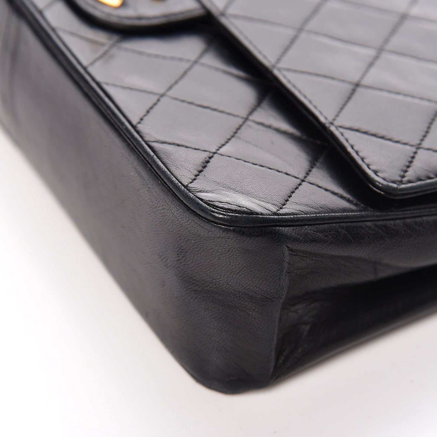 Lambskin Quilted Medium Double Flap Black