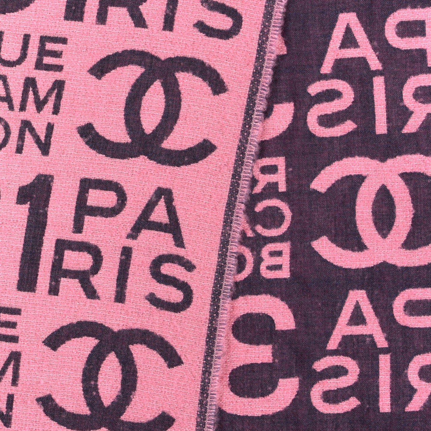 Cashmere Silk CC Logo Fringe Scarf Pink