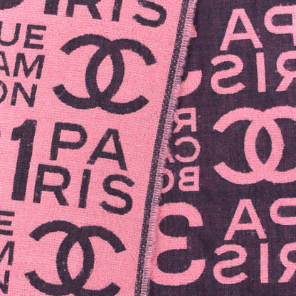 Chanel Cashmere Silk CC Logo Fringe Scarf Pink 3 of 4