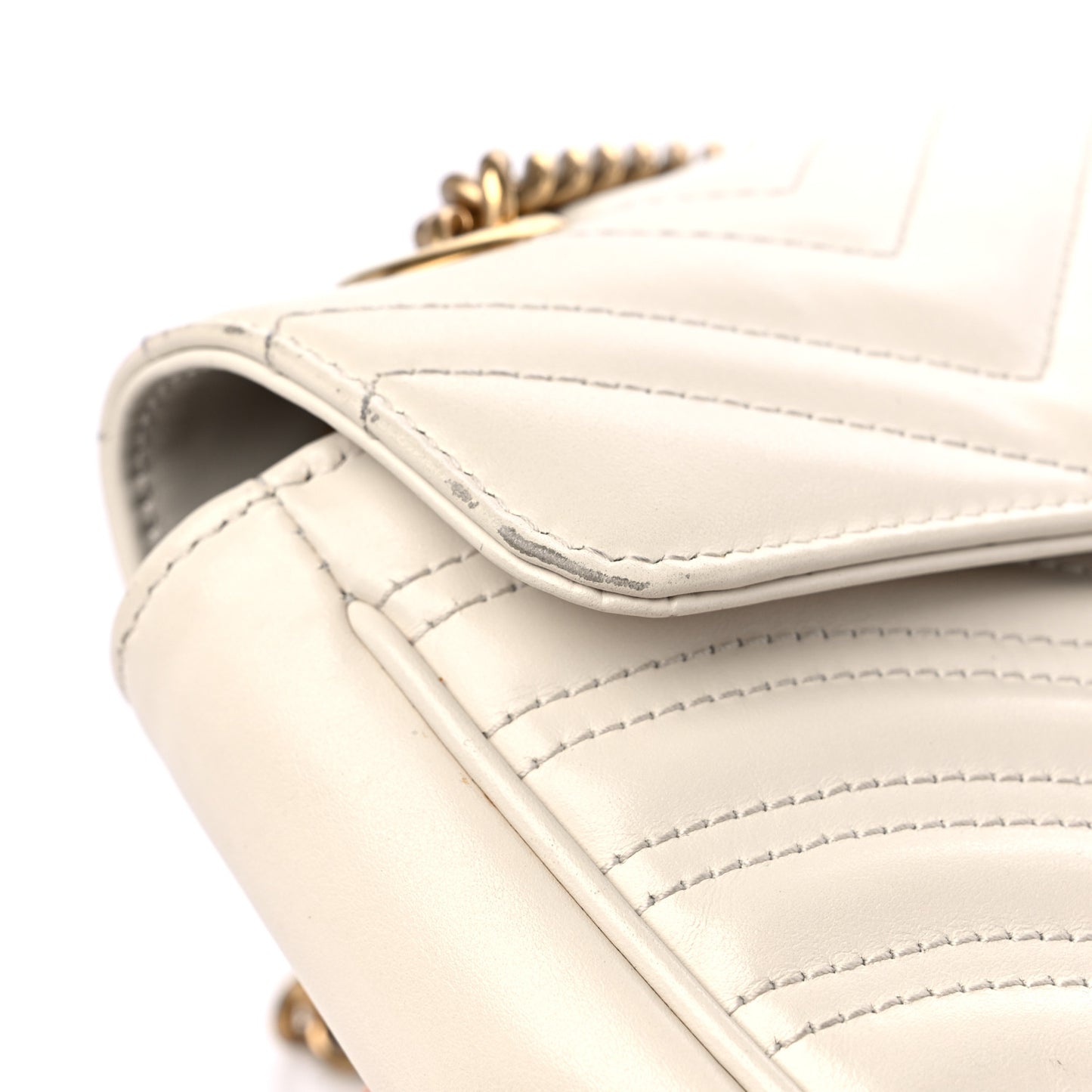 Calfskin Matelasse Small GG Marmont Shoulder Bag White