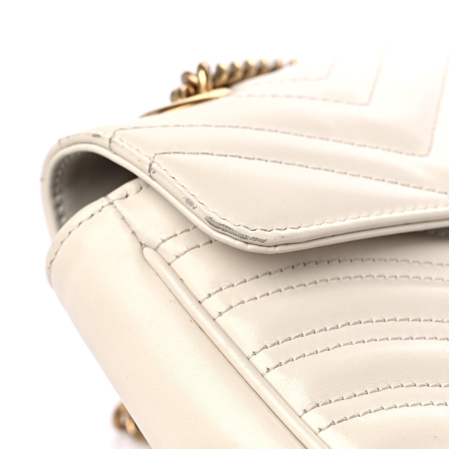 Gucci Calfskin Matelasse Small GG Marmont Shoulder Bag White 17 of 17