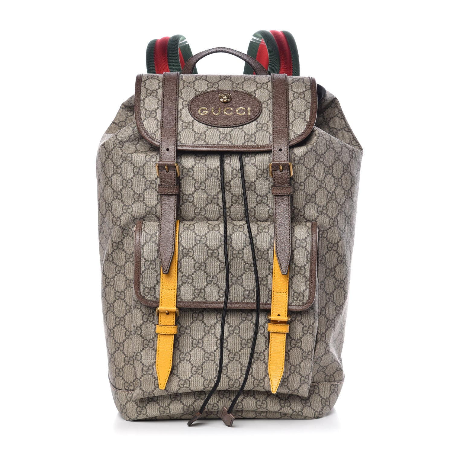 Gucci Soft GG Supreme Monogram Neo Vintage Double Buckle Backpack Beige New Acero Crop 1 of 9