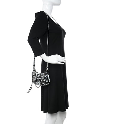 Balenciaga Agneau Arena Graffiti Le Cagole Mini Purse With Chain Black White 2 of 11
