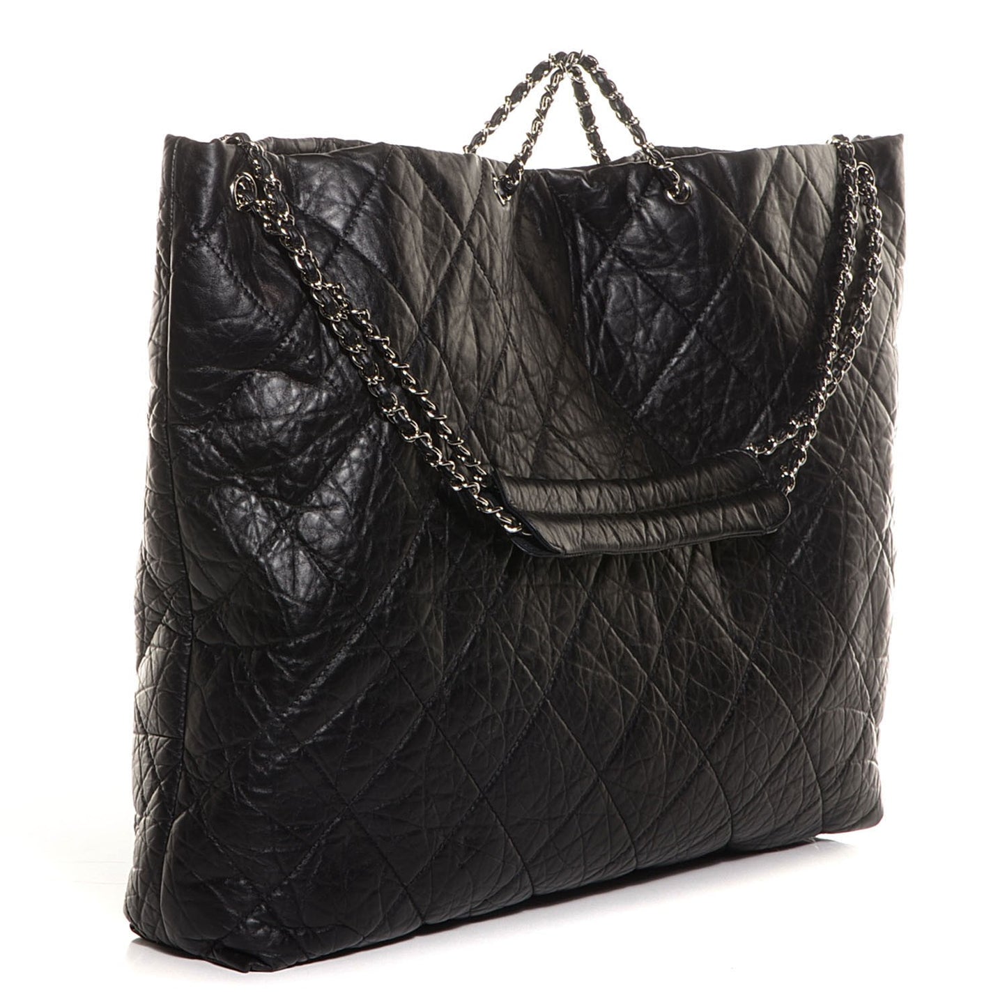 Aged Calfskin Oversized Reissue Drawstring Tote Black
