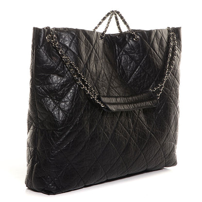 Chanel Aged Calfskin Oversized Reissue Drawstring Tote Black 3 of 7