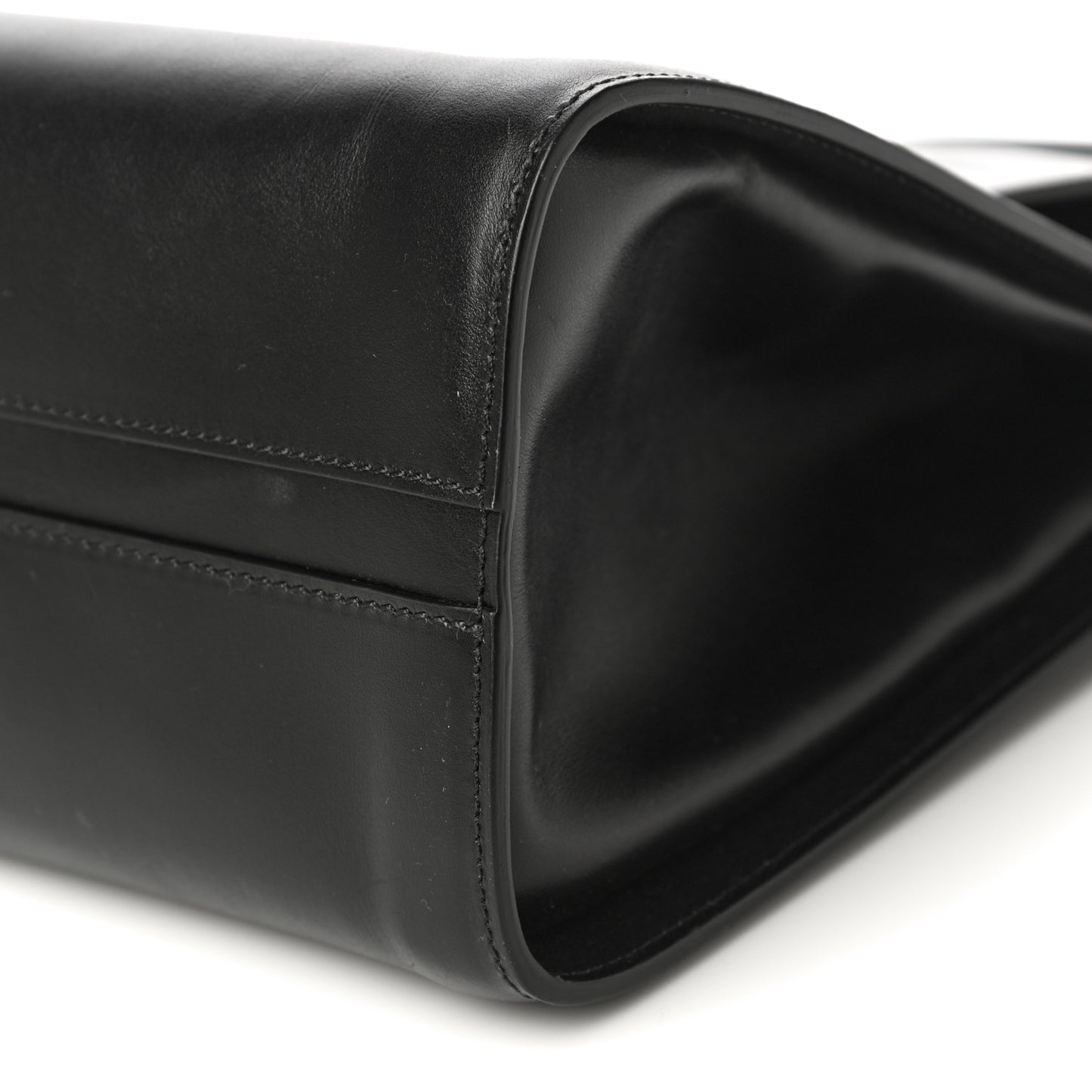 Shiny Calfskin Medium Annie Shoulder Bag Black